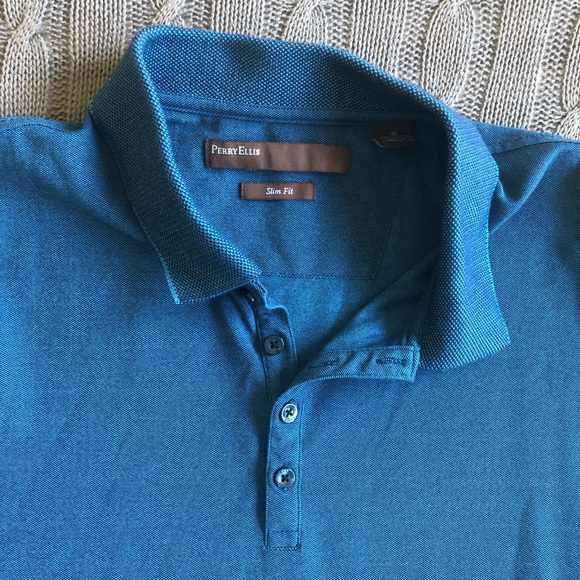 Perry Ellis | Pique Basic Textured Polo Shirt - Picture 3 of 6
